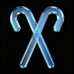 Blue glass candy canes crossed