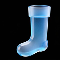 Blue translucent boot on black background