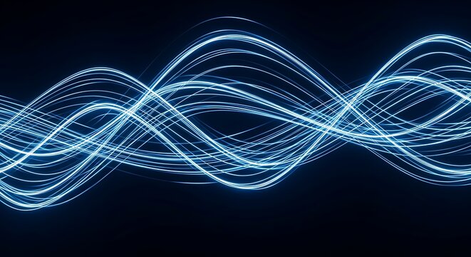 Abstract visualization of flowing blue light waves against a dark background, representing energy or data.