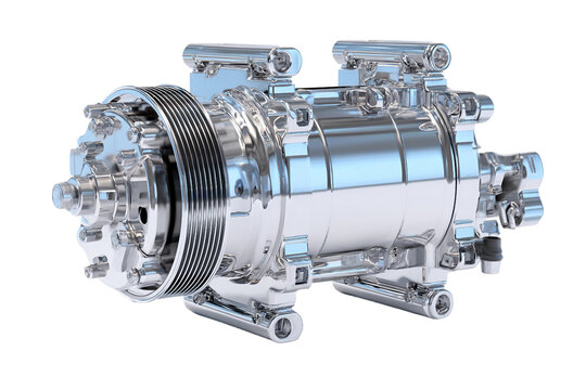 Small workshop air compressor isolated on transparent background