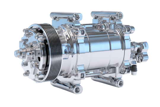 Small workshop air compressor isolated on transparent background