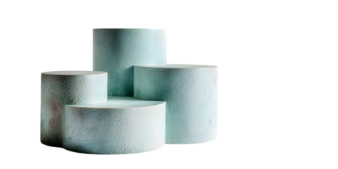 Textured bluegreen cylinders isolated on transparent background