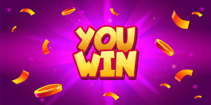 Gold coin confetti explosion on pink background for casino bonus banner. Big win reward design with flying golden money, cartoon jackpot prize burst, lottery celebration and game promotion elements.