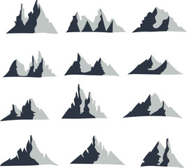 illustration of a set of lines. icons pack mountain silhouette for wildlife adventure vector