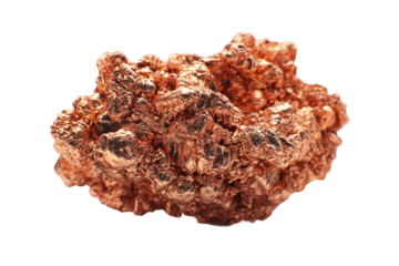 Pure copper ingot isolated on transparent background