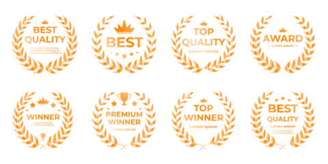 Bronze laurel wreath emblem with refined metallic leaf detailing, circular victory frame, and premium award symbolism perfect for certificates, corporate branding, and prestigious recognition designs
