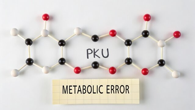 A molecule diagram representing metabolic error of PKU disease