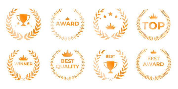 Bronze laurel wreath trophy emblem with curved metallic leaves, elegant circular victory frame, and premium award symbolism ideal for certificates, branding elements, and formal recognition visuals
