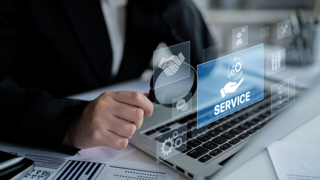 Customer service and support workflow with cooperation, communication, maintenance, and checklist icons for efficient service operation and user satisfaction Latch - Powered by Adobe