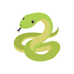 Naklejka premium green snake cute reptile animal serpent emoji symbol sign icon vector illustration isolated flat