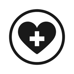 Obraz premium Heart icon with cross on white background