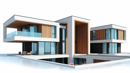Modern white contemporary house with wood accents and glass balconies modern house
