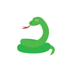 Fototapeta premium green snake cute reptile animal serpent emoji symbol sign icon vector illustration isolated flat