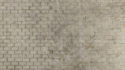 Aerial view of a gray brick pavement. Ideal for textures, patterns and backgrounds.