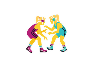 woman wrestling wrestler athlete wrestlers sport women female pink blue person people emoji symbol sign icon vector illustration isolated flat