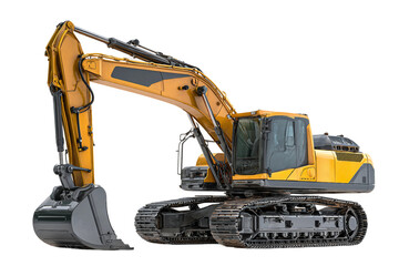 Professional construction excavator isolated on transparent background