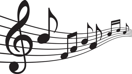 vector sheet music - musical notes melody on transparent background © Ranaart