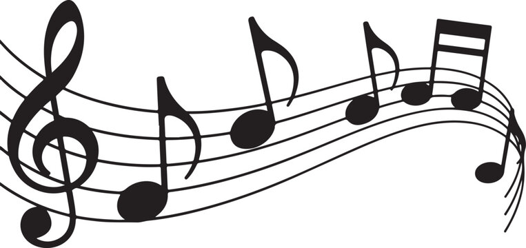 vector sheet music - musical notes melody on transparent background