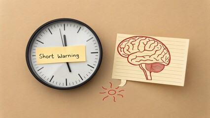 Clock beside partial brain mark depicting stroke warning