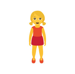 woman standing women red shirt dress pig tails emoji symbol sign icon vector illustration isolated flat person female stand