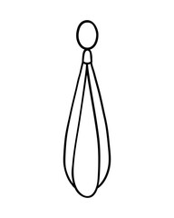 Minimalist teardrop-shaped Christmas tree ornament. Hand drawn illustration in line style.