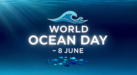 World Ocean Day: Underwater Light Rays and Fish Silhouettes Celebrating Marine Life and Ocean Conservation on June 8