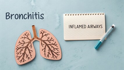 Flat Lay Illustration of Lungs and Text Highlighting Bronchitis