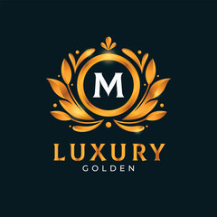 Golden elegant logo flat style