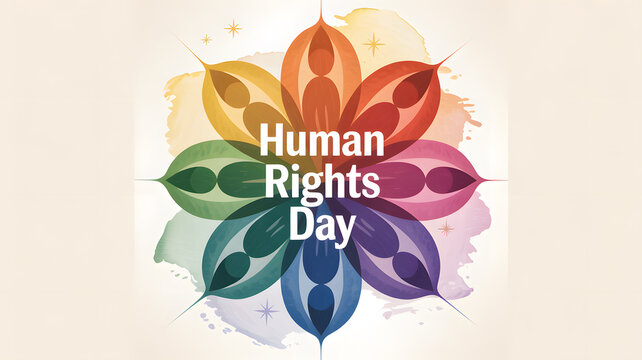 Human rights day rainbow flower illustration - Powered by Adobe