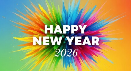 Colorful happy new year 2026 celebration with abstract background