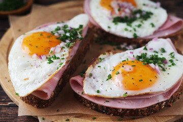 The Strammer Max sandwich, traditional dish in Germany Berlin and Saxon region