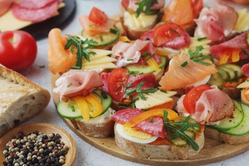 Oblozeny chlebicek or just chlebicek, traditional open sandwich in Czech Republic