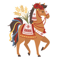 Ukrainian folk style Christmas horse for 2026 lunar year