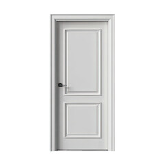 Elegant white paneled door with lever handle against a dark backdrop