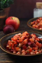 A bowl with traditional Rosolli salad, Finnish cuisine	