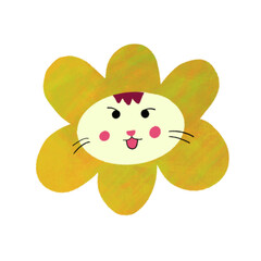 cute sunflower cat illustration