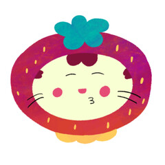 cute love kissing cat illustration