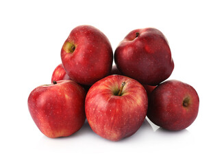 Many fresh red apples isolated on white