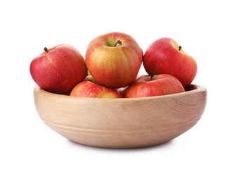 Fresh ripe apples in bowl isolated on white
