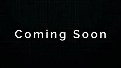 Minimalist 'Coming Soon' text in a clean white font on a solid black background, ideal for creating suspense and anticipation for a future launch or announcement 4K Motion Animation