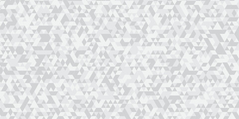 Abstract geometric white and gray background seamless mosaic and low polygon triangle texture wallpaper. Triangle shape retro wall grid pattern geometric ornament tile vector square element.	