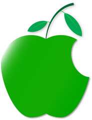 Fresh organic green apple with leaf isolated on white, perfect vector illustration for a healthy food icon or diet design