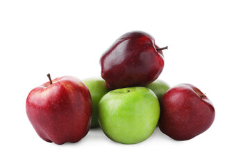 Red and green ripe apples isolated on white