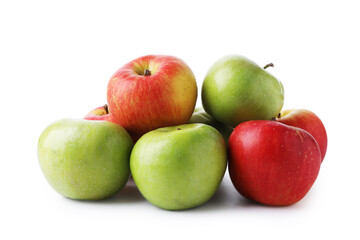 Red and green ripe apples isolated on white