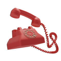 old red telephone, transparency background.