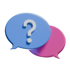 3d  question mark speech bubbles, transparency background.