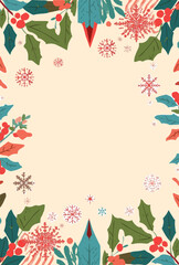 Vector illustration template for Christmas holidays card featuring a modern flat design style with bold lines, minimal textures, and a vibrant color palett