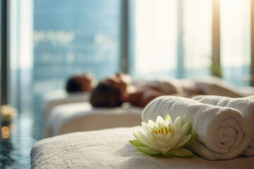 Relaxation at a luxury spa with soothing treatments and peaceful ambiance in a sunlit room