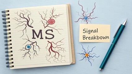 Illustration Of Multiple Sclerosis Impacting Neuron Signals