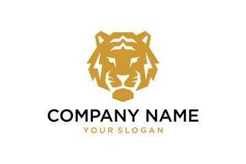 Geometric Tiger Head Logo with Lightning Bolt Design for Company Branding
